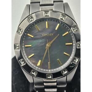 DKNY Ladies Quartz Watch Gunmetal Pewter NY-8662 New Battery Runs Small Wrist